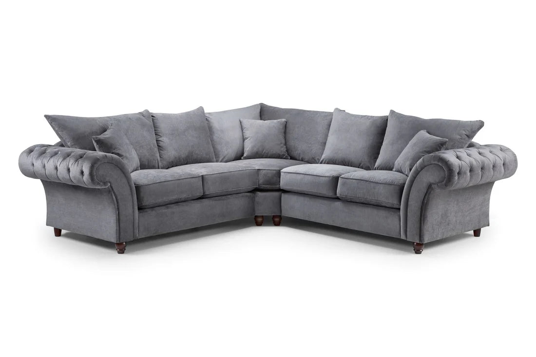 Windsor Fullback Grey Velvet Corner Sofa