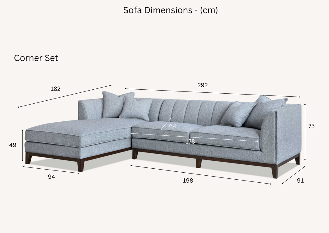 Aluxo Cooper Grey Leather Corner Sofa Dolphin Boucle