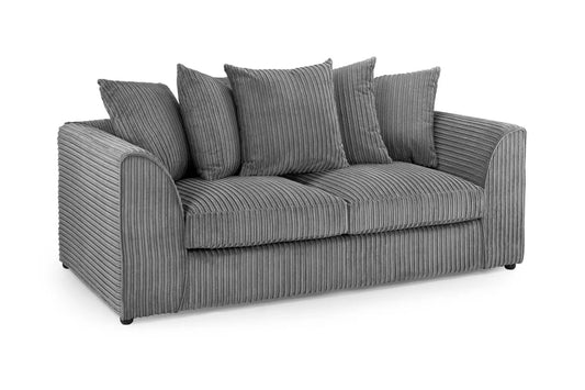 Harley Jumbo Cord Fabric Sofa Grey 3+2 Seater