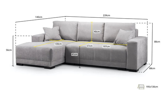 Cimiano Gray Velvet Corner Sofa