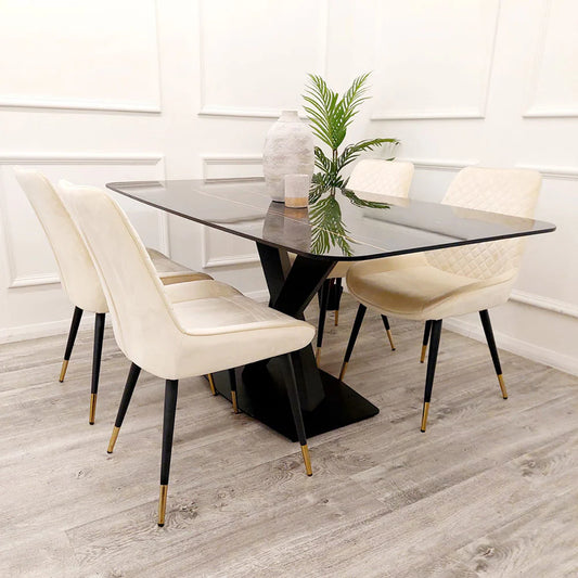 Apollo 1.6m Glass Dining Table with 4 Chairs