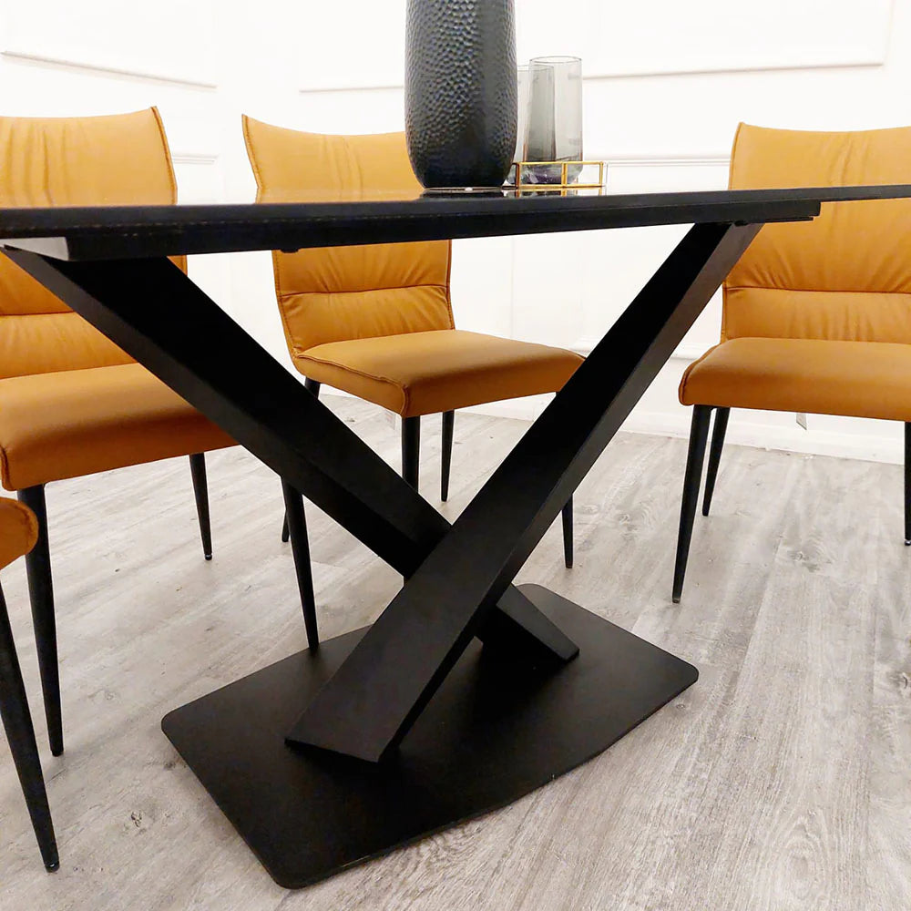 Apollo 1.6m Black Sintered Stone Dining Table with 4 Chairs