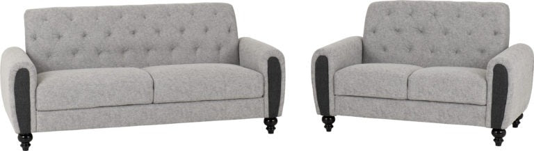 Grey Chesterfield Sofa 3+2 Suite - Light Grey Fabric