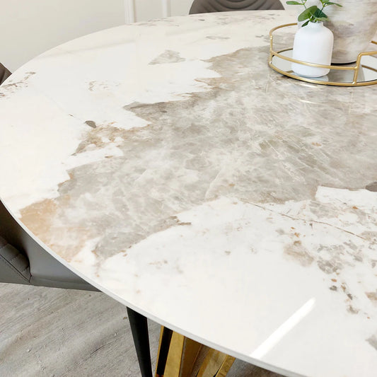 Nero Gold Round Marble Dining Table