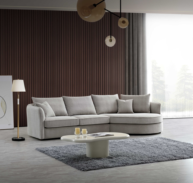 Aluxo Rubin Grey Corner Sofa in Pebble Boucle