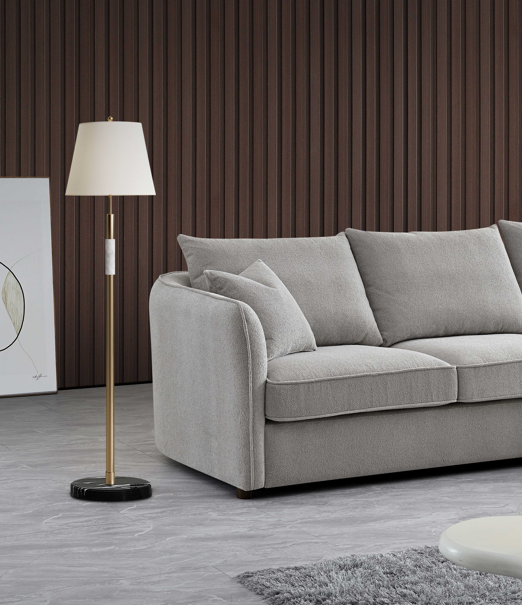 Aluxo Rubin Grey Corner Sofa in Pebble Boucle