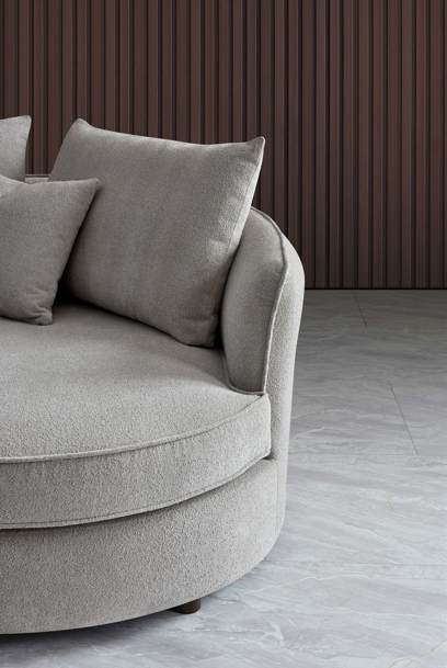 Aluxo Rubin Grey Corner Sofa in Pebble Boucle