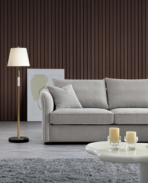 Aluxo Rubin Grey Corner Sofa in Pebble Boucle