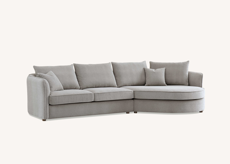 Aluxo Rubin Grey Corner Sofa in Pebble Boucle