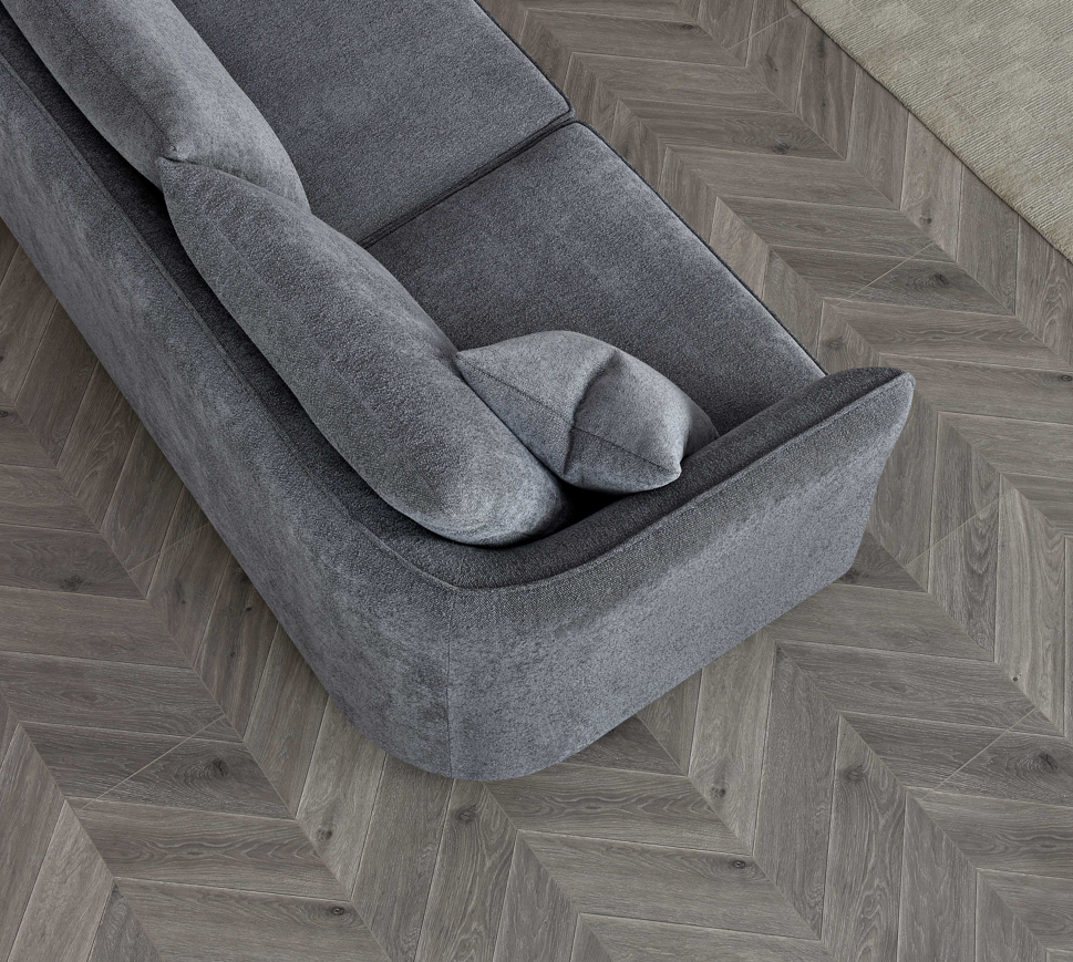 Aluxo Rubin Grey Corner Sofa in Pebble Boucle