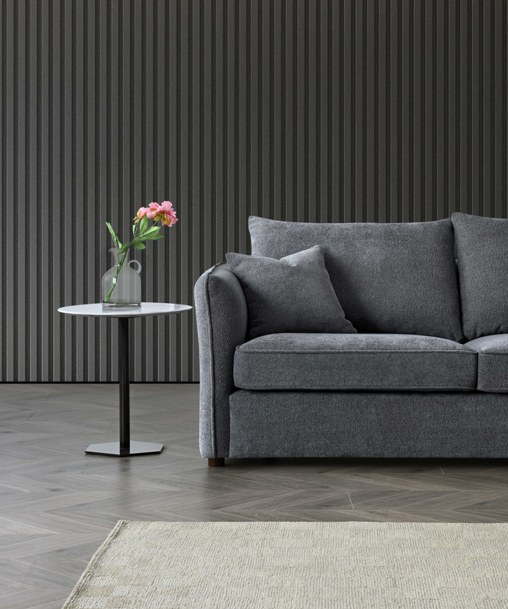 Aluxo Rubin Grey Corner Sofa in Pebble Boucle