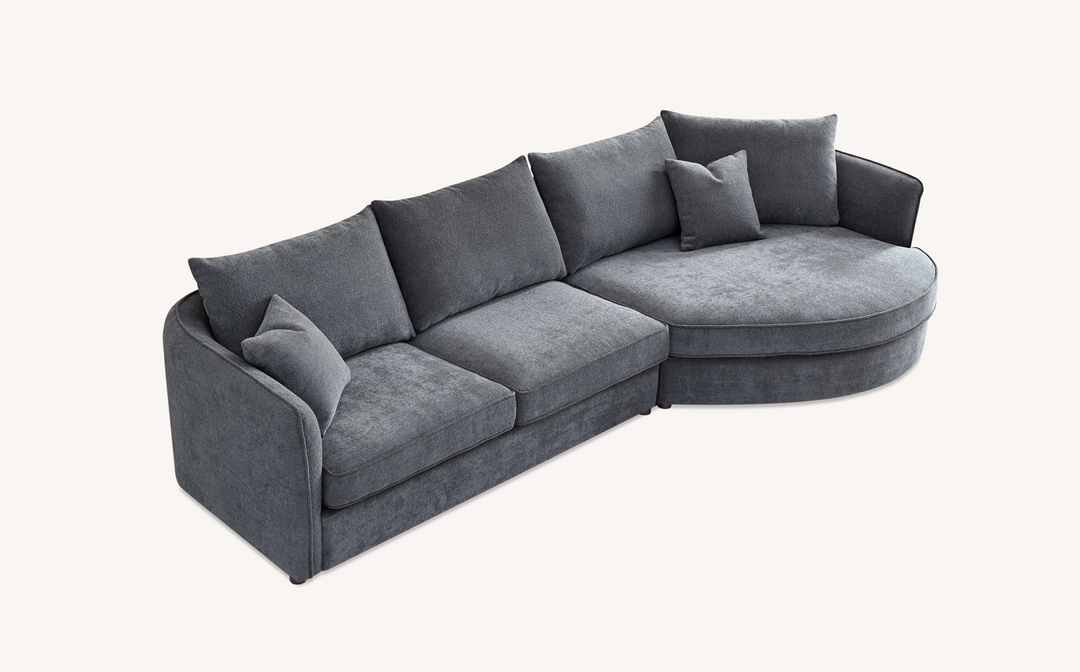 Aluxo Rubin Grey Corner Sofa in Pebble Boucle