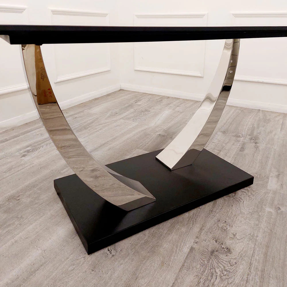 Venus Glass Kitchen Dining Table with 4 Flora Chairs
