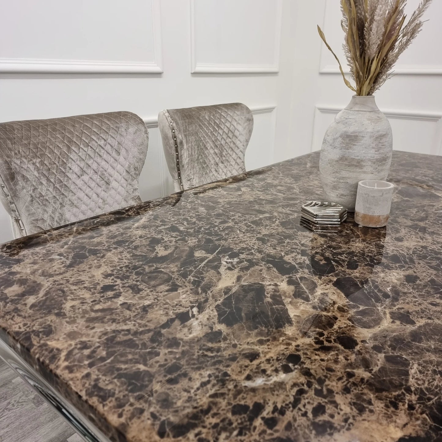 Xavia 1.8m White Marble Dining Table With 4 Chairs