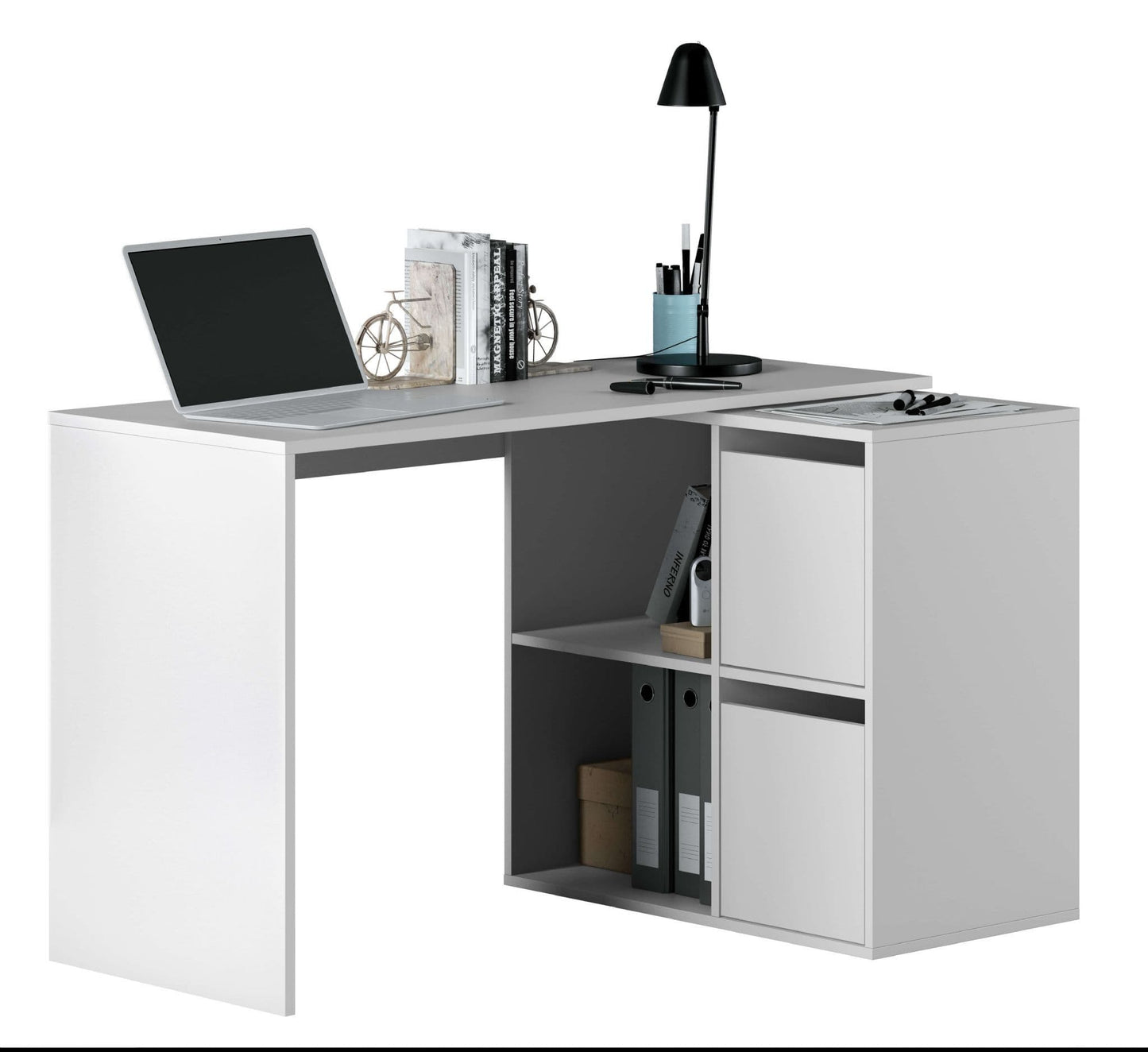 White Modern Orto Desk with Storage