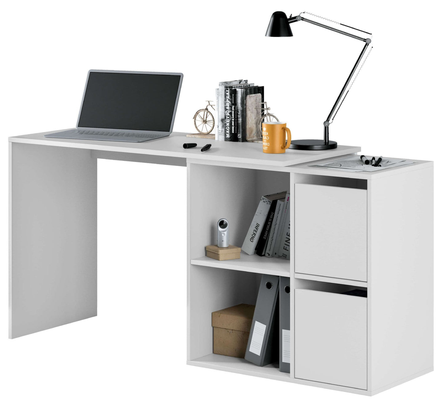 White Modern Orto Desk with Storage