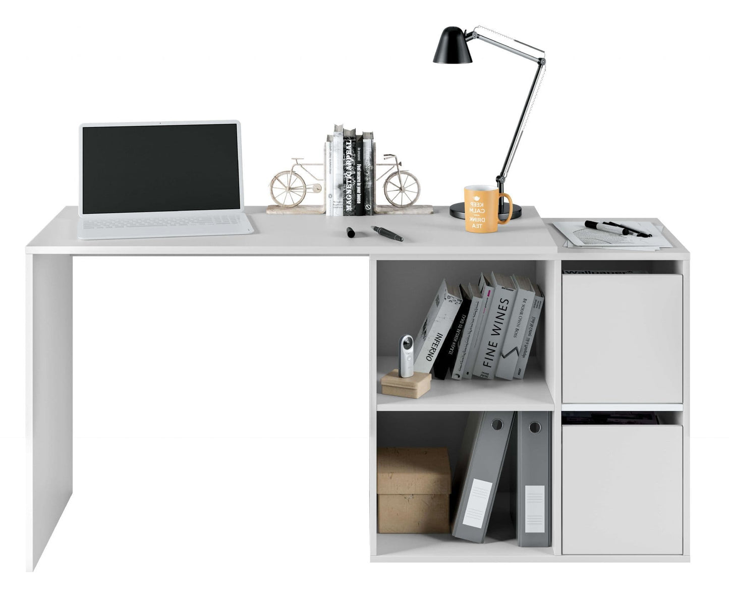 White Modern Orto Desk with Storage