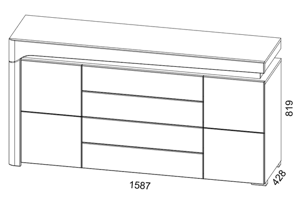 Tyler 2 Door / 4 Drawer Sideboard With Lights