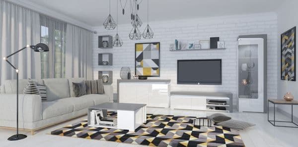 Tyler 3 Door Modern White Sideboard with LED Lights