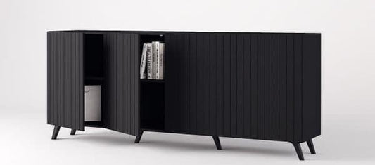 Becca Matte Black and Wood Sideboard 4 Door