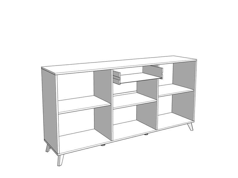 BlancMatte Slatted Artisan Display Cabinet Sideboard