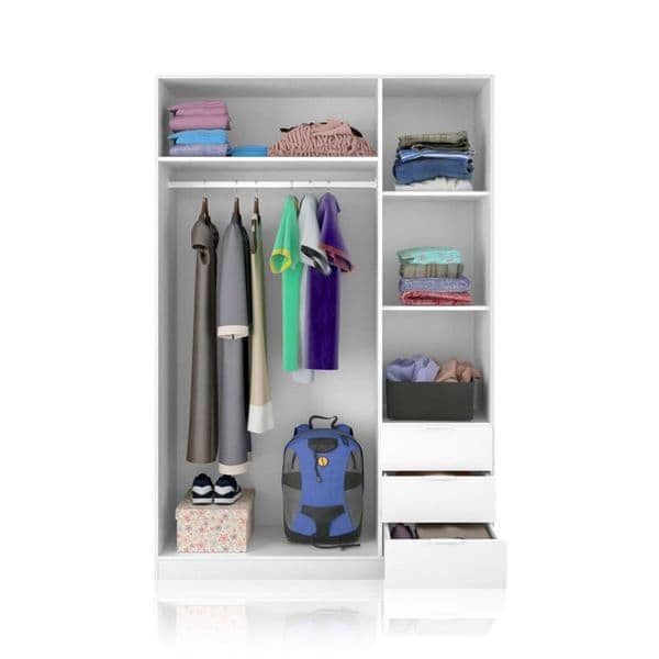 Cairo Arctic Compact Wardrobe White Wardrobe With Drawers