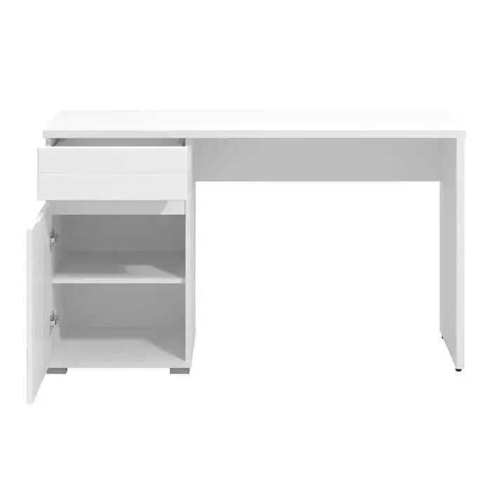White Gloss Mid Modern Century Desk With Drawers
