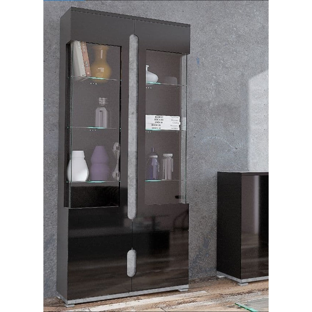 Pristina Small Drinks Cabinet with 6 Glass Shelves