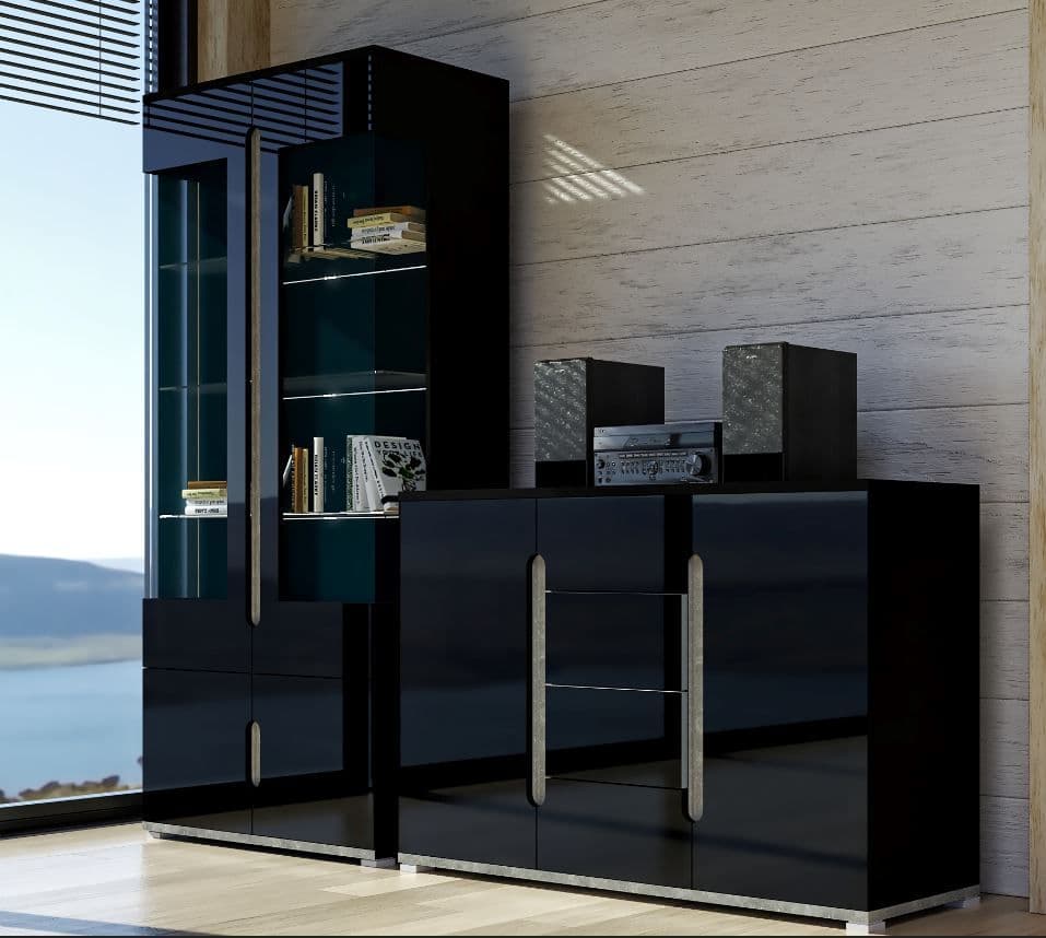 Pristina Small Drinks Cabinet with 6 Glass Shelves