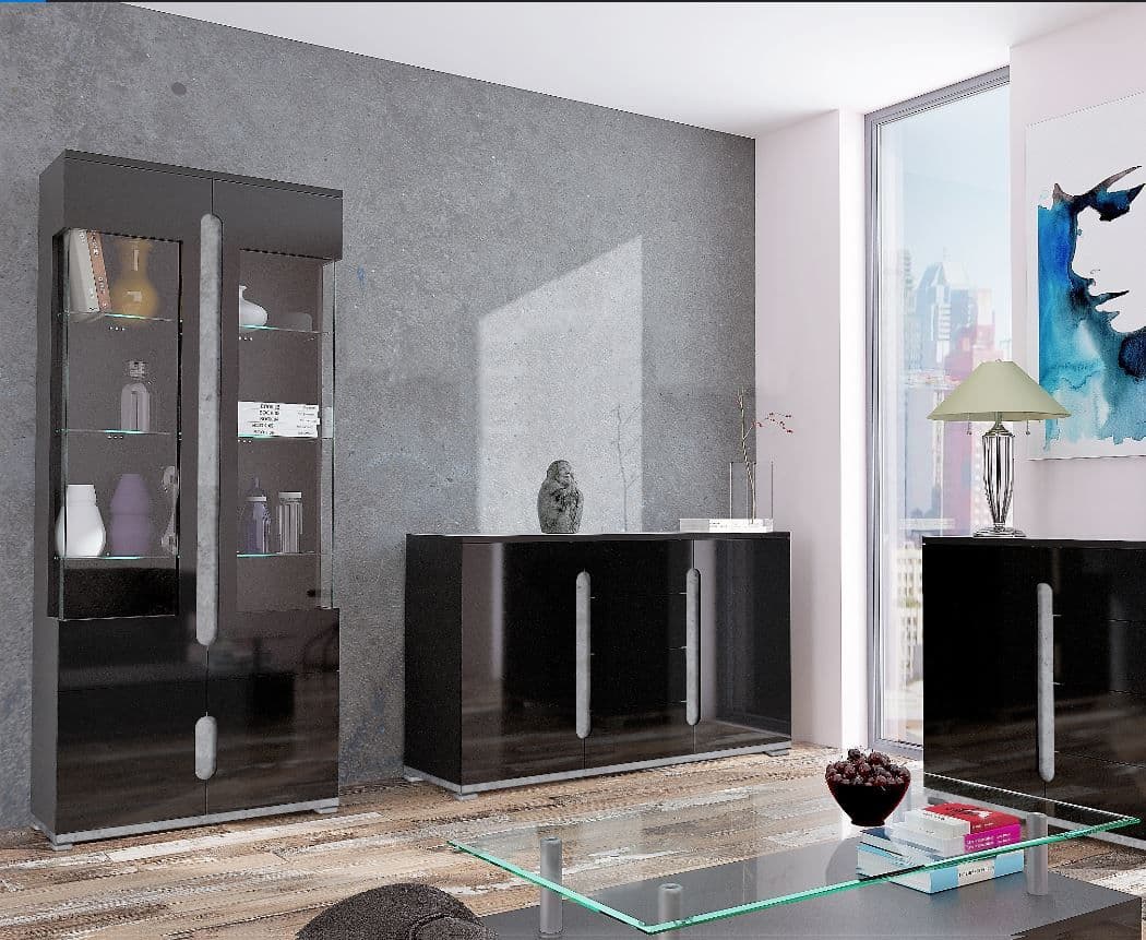 Pristina Small Drinks Cabinet with 6 Glass Shelves