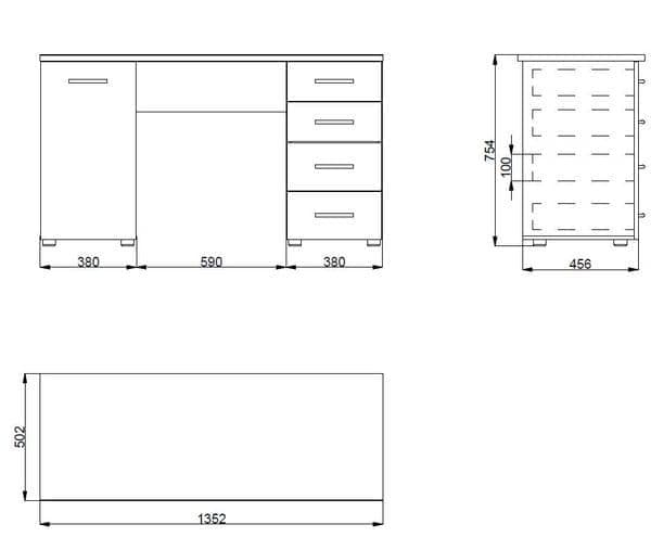 Zara Sonoma Oak Effect Stylish Writing Desk Desk
