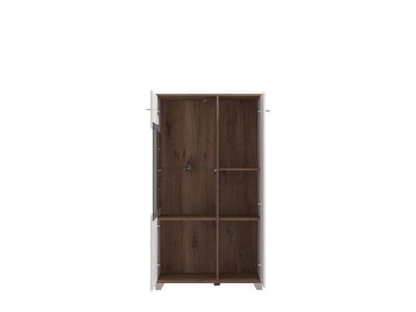 Merlin White Gloss Oak Effect Low Display Cocktail Cabinet