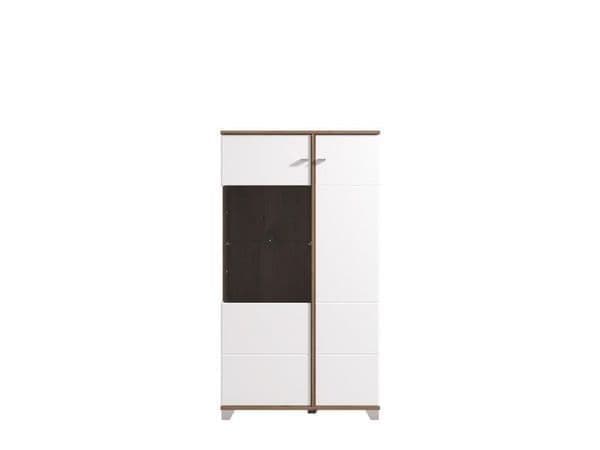 Merlin White Gloss Oak Effect Low Display Cocktail Cabinet
