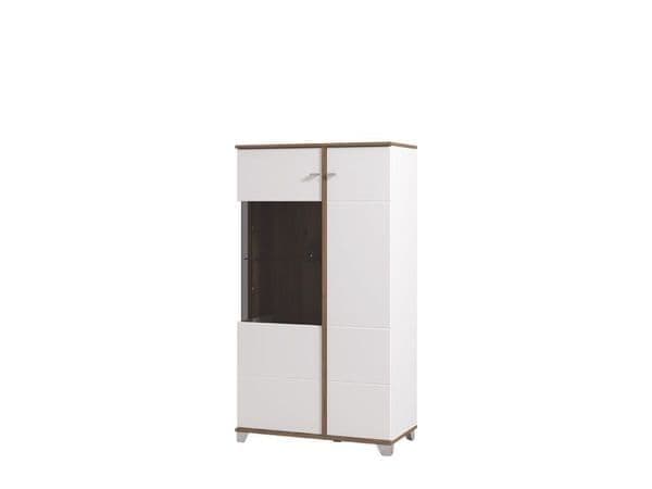 Merlin White Gloss Oak Effect Low Display Cocktail Cabinet