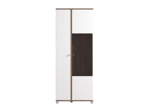 Merlin White High Gloss And Oak Effect Modern Display Cabinet