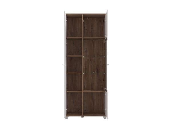 Merlin White High Gloss And Oak Effect Modern Display Cabinet