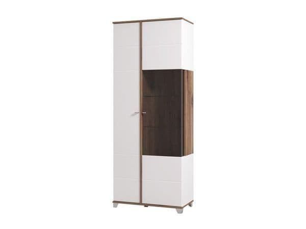 Merlin White High Gloss And Oak Effect Modern Display Cabinet