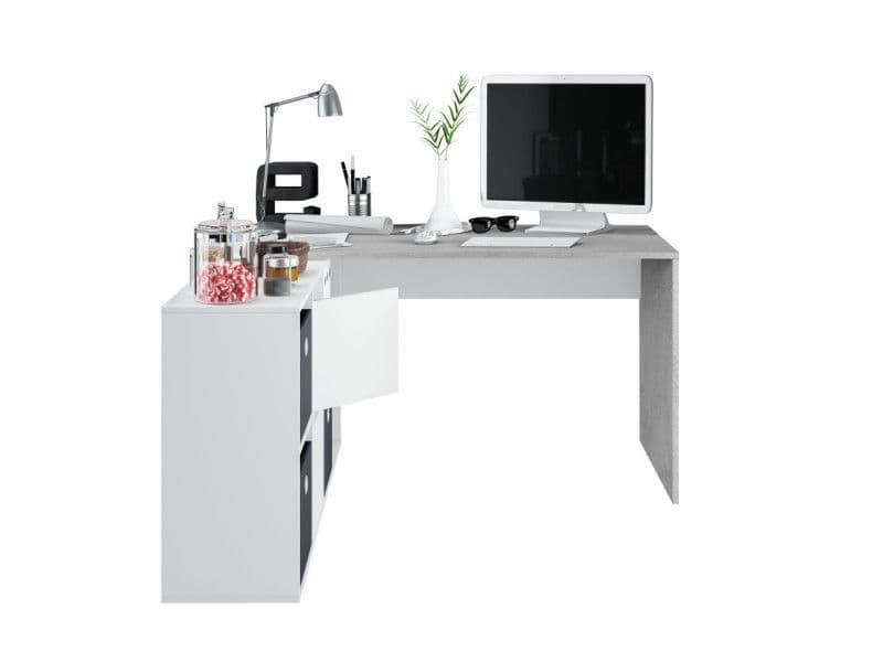 Maddison White and Concrete Grey Corner Standing Desk
