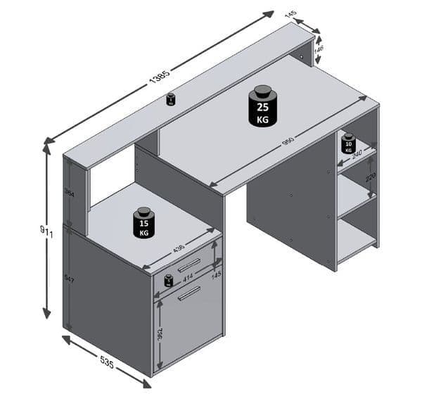 Roman White Modern Bureau Desk
