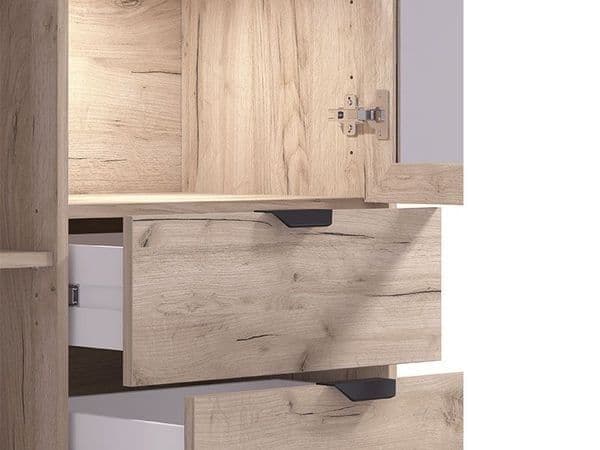 Lecure Grey Oak Effect And Cashmere Slatted 2 Door Display Cabinet