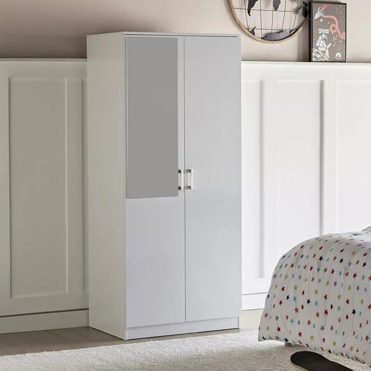 white and mirrored wardrobe