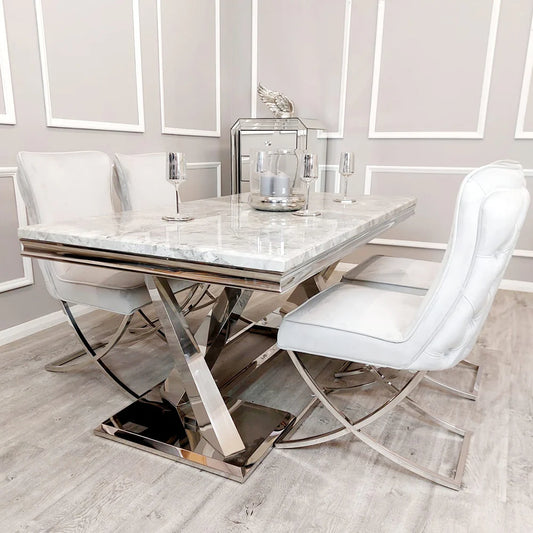 white marble dining table