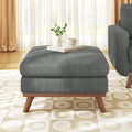 Large Ottoman for Modular Sofa, Large Corduroy Ottoman with Spring Cushion, Rectangle Foot Rest for Couch, Entrance Footstool with Wood Legs, Footstool for Living Room, Bedroom, Dark Grey