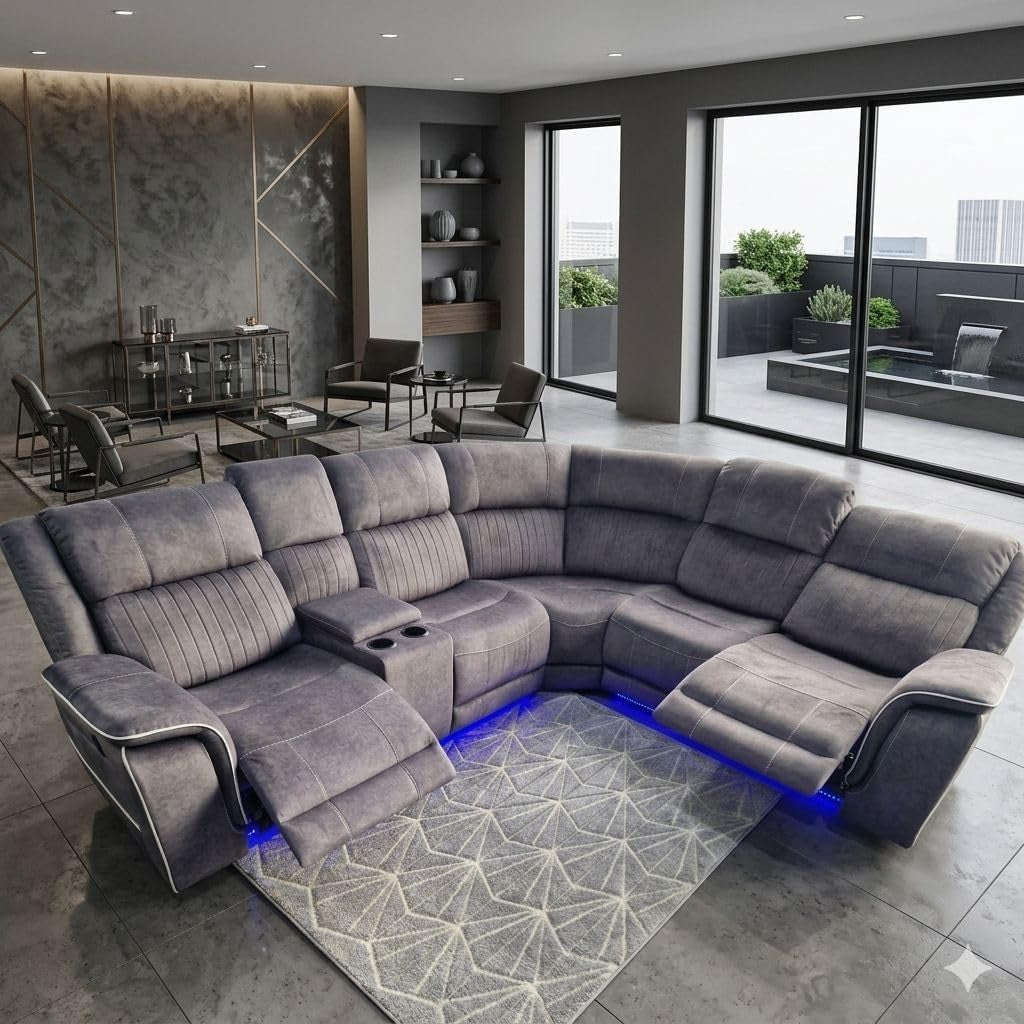 Hannah Electric Corner Sofa Micro Fibre Fabric (270Cm X 230Cm)