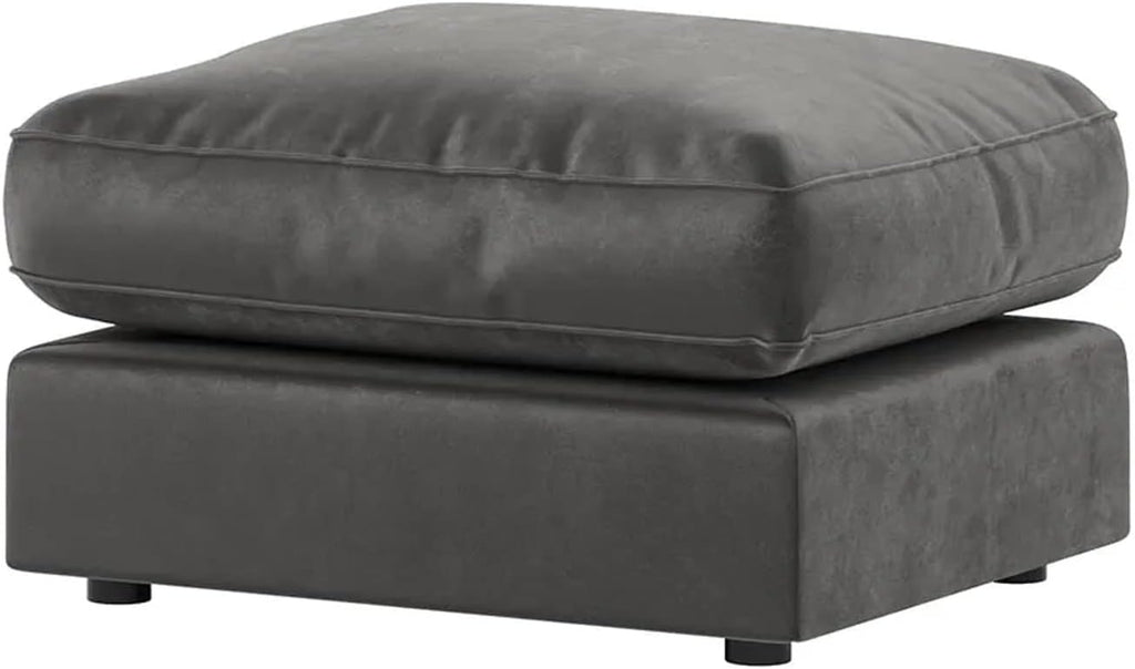 New Brooklyn Plush Velvet Grey Footstool Pouffe Sofa Accessory Foot Rest Living Room (Grey, Footstool)