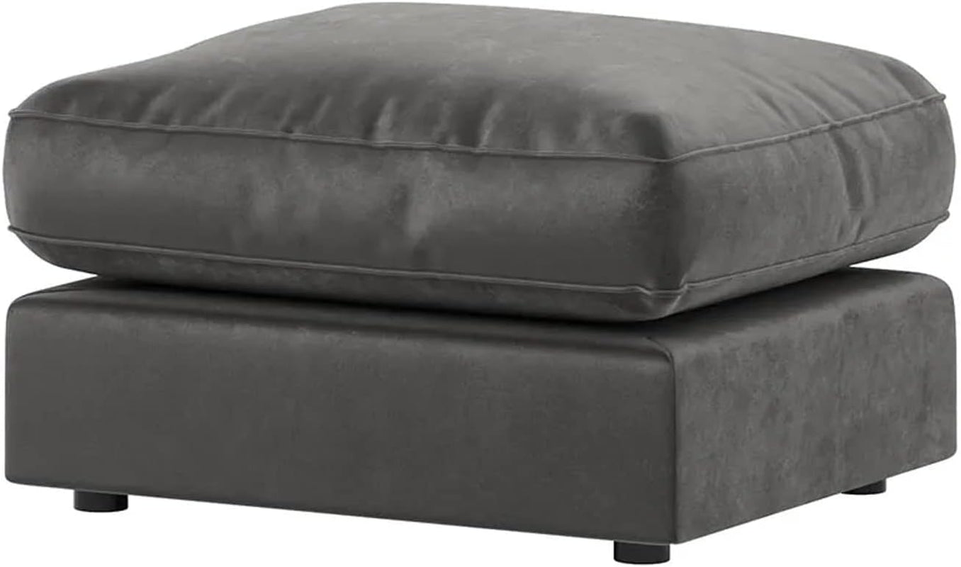 New Brooklyn Plush Velvet Grey Footstool Pouffe Sofa Accessory Foot Rest Living Room (Grey, Footstool)