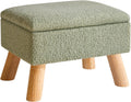 Storage Ottoman, Footstool, Small Foot Stool with Sturdy Wood Legs Stool, Foot Rest with Padded Seat, for Living Room Bedroom Couch Enterway 40 ×30 ×28CM Green HBD042GR