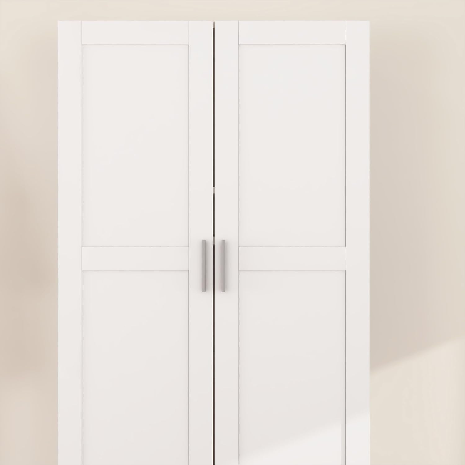 2 Door Wardrobe Double Wardrobe Closet with Storage Shelf & Hanging Rail Bedroom Furniture, 72 X 47 X 169Cm, White