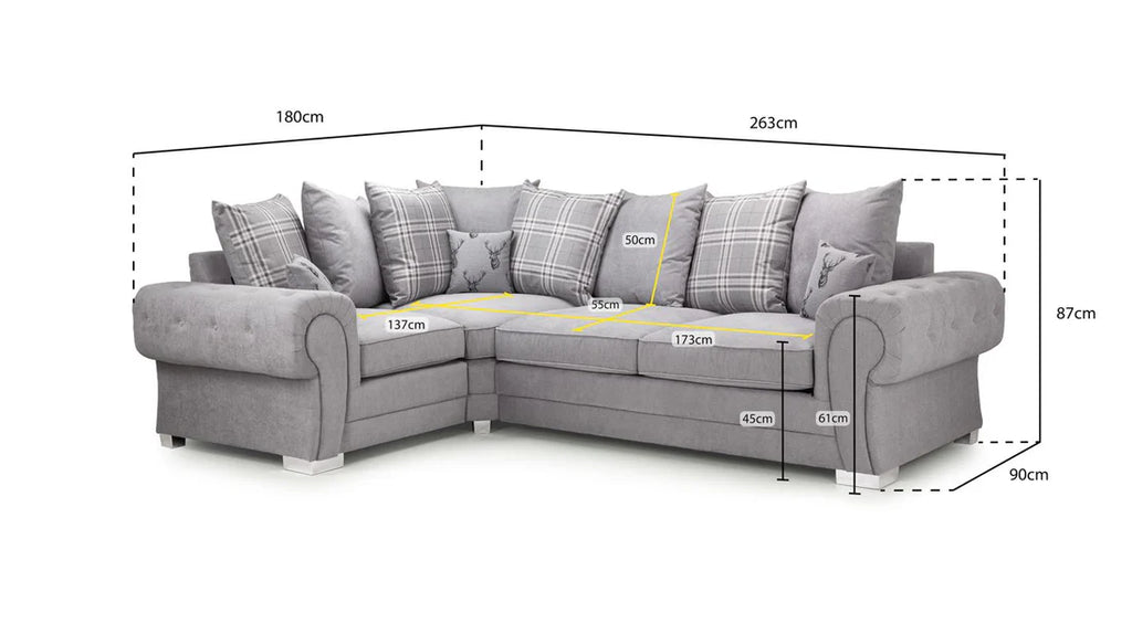 Luxury Verona Corner Sofa Left Hand Facing Corner