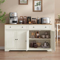 Collection - Storage Cabinet, Farmhouse Buffet Cabinet with 2 Drawers and Adjustable Shelves, 4 Doors, Sideboard, Coffee Bar, 40 X 140 X 80 Cm, Rustic White and Honey Brown SIREN LSC541WJ01